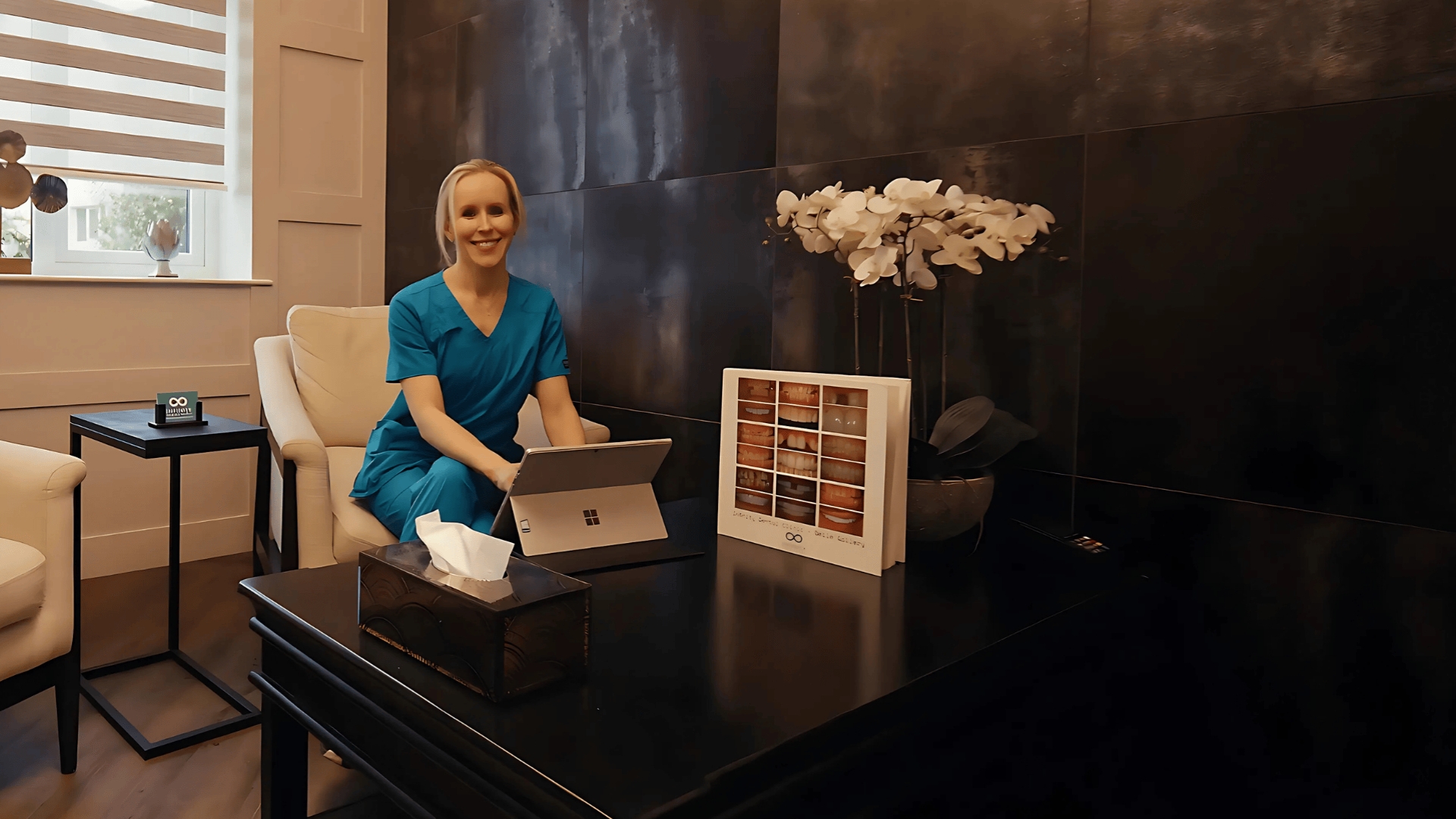 Dr Hannah Wilson welcoming a nervous dental patient to Infinity Dental Clinic Leeds and Harrogate for sedation dentistry